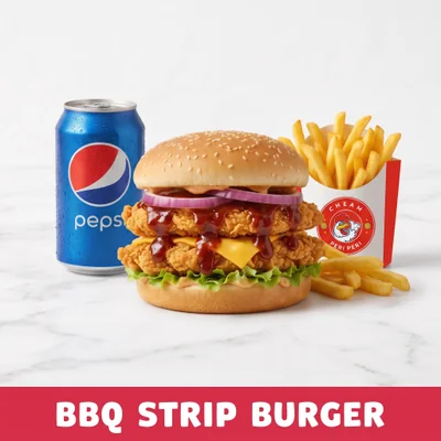 Smoky BBQ Chicken Strip Burger at Cheam Peri Peri